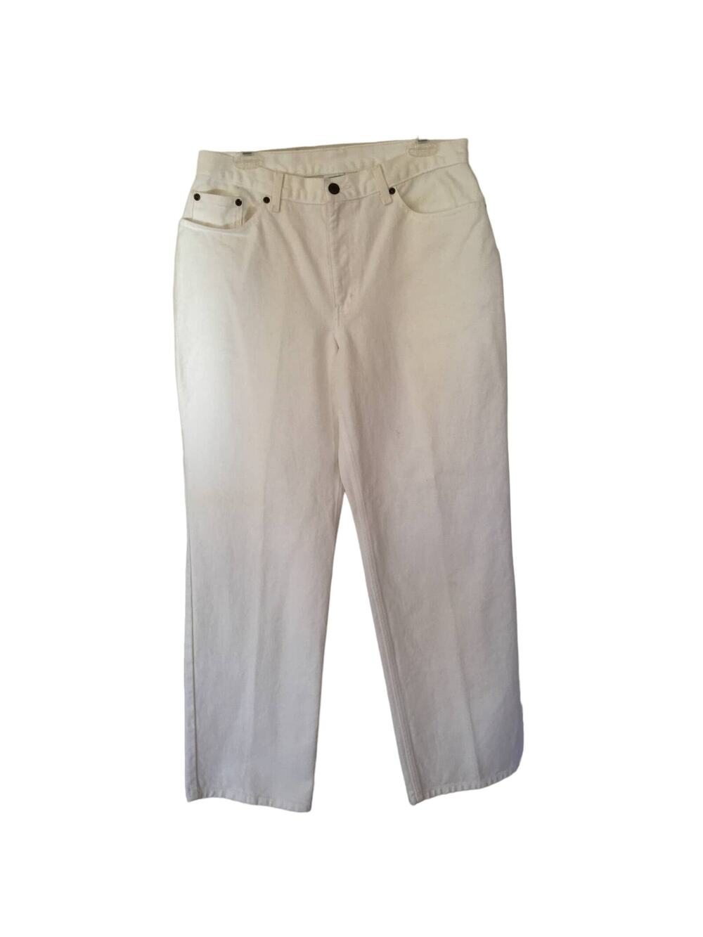 Newport News Jeanology Collection Size 12 White Denim Straight Leg Cotton Jeans